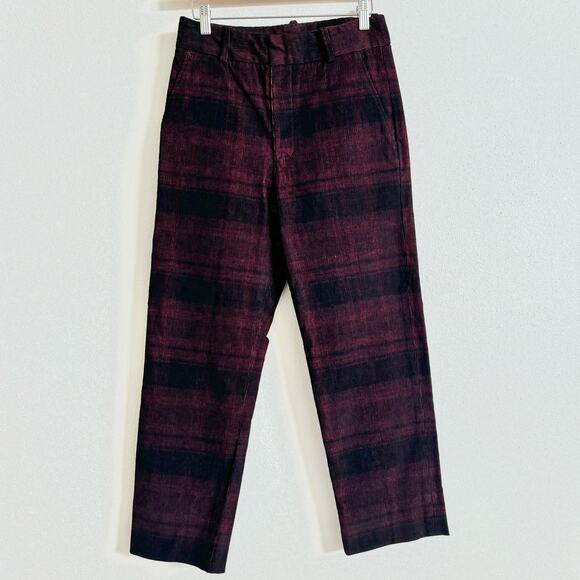 AG The Elvie Black and Red Plaid High Rise Crop Trouser Pants Women's 27 NWT - Picture 1 of 10